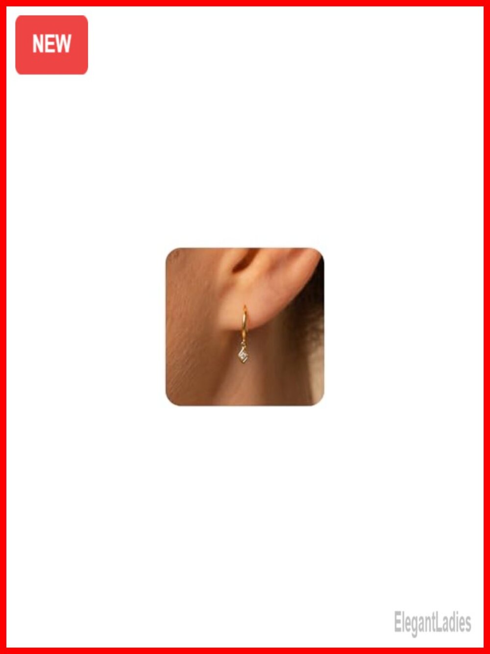 14K Gold Plated Brass Cubic Zirconia Drop Dangle Hoop Earrings Hypoallergenic